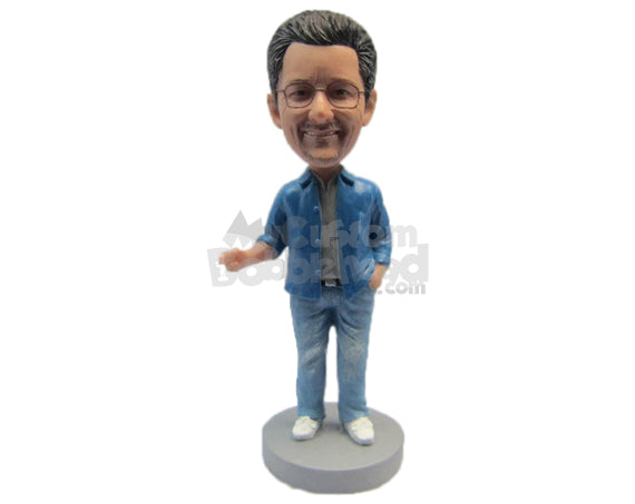 Custom Bobblehead Guy Wearing A Trendy Jacket, Jeans And Super Cool Sneakers - Leisure & Casual Casual Males Personalized Bobblehead & Cake Topper Custom Bobblehead Guy Wearing A Trendy Jacket, Jeans And Super Cool Sneakers - Leisure & Casual Casual Males Personalized Bobblehead & Cake Topper